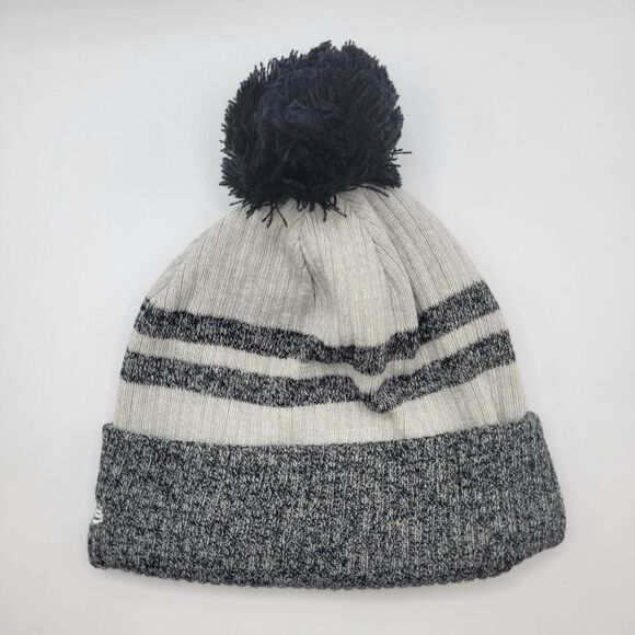 New York Yankees Mens Womens Beanie Pom Top Gray Embroidered Patch Logo New Era - Picture 4 of 10